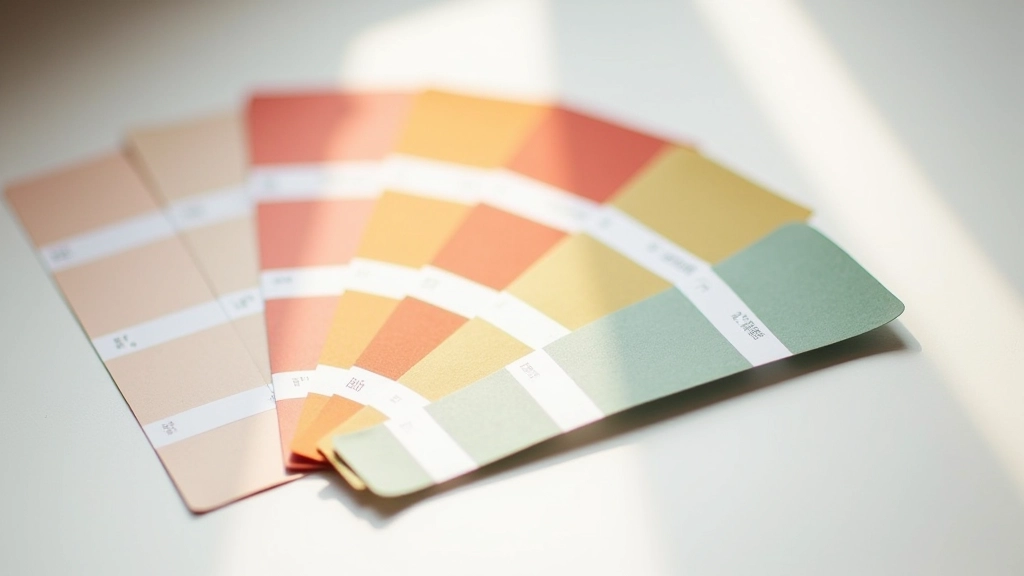 Color palette swatches showing calming blues and greens for office environments